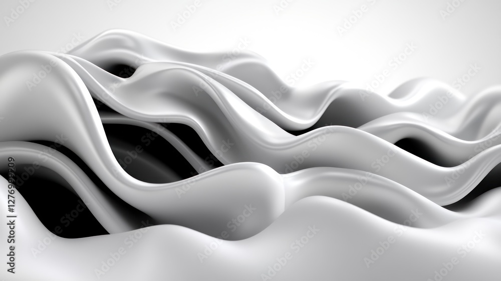 Poster abstract white waves on black background for web design and marketing concepts