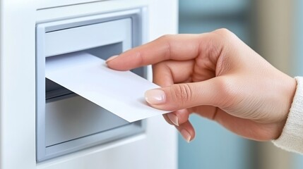 Access card insertion into machine. Electronic transaction, access control, secure payment