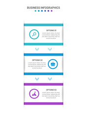 Vertical progress bar featuring 3 arrow-shaped elements, symbolizing the three stages of business strategy and progression. Clean timeline infographic design template. Vector for mobile presentation.