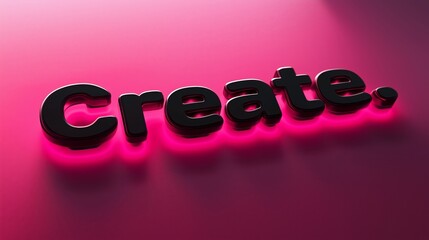 Bold Black Text "Create" on Vibrant Pink Gradient Background, Modern Typography Design with Shadow Effect, Professional and Inspiring Visual