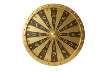 Golden roulette wheel isolated on transparent background, golden roulette wheel png
