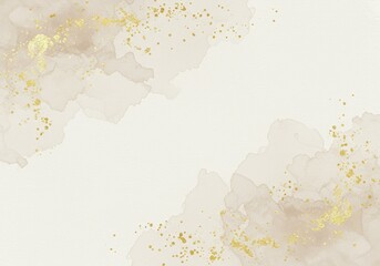 Elegant Watercolor Abstract Background Gold Accents Soft Neutral Tones - Wedding Invitations Cards