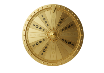 Golden roulette wheel isolated on transparent background, golden roulette wheel png