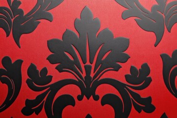 Intricate black and red damask pattern perfect for gothic and baroque interior design and decor elements