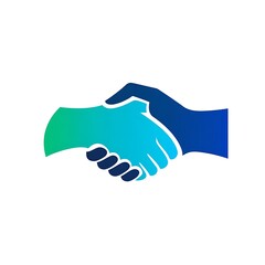 Two hands shaking in a commitment to cooperation design