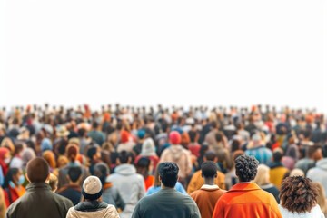 Diverse crowd gathering together