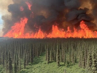 Wildfire Consumes Forest, Creating Intense Inferno