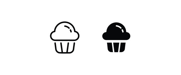 cream cupcake muffin icon illustration confectionery icon button, vector, sign, symbol, logo, illustration, editable stroke, flat design style isolated on white Sweet food