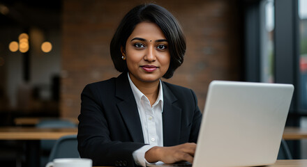 A photo of a Indian female IT Infrastructure Design looking at the camera hair color.