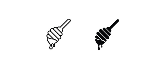 Dripping Honey Icon, Spoon for honey icons button, vector, sign, symbol, logo, illustration, editable stroke, flat design style isolated on white linear pictogram