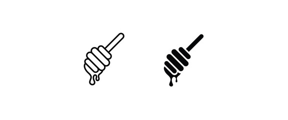 Dripping Honey Icon, Spoon for honey icons button, vector, sign, symbol, logo, illustration, editable stroke, flat design style isolated on white linear pictogram