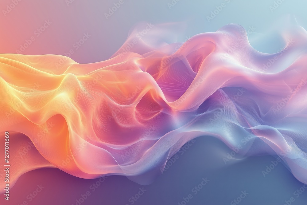 Poster colorful abstract waves blend together in soft gradients for a mesmerizing visual effect