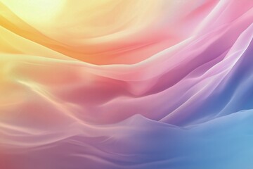 Flowing Fabric Waves in Pastel Colors Creating a Soft and Calming Atmosphere During Sunset