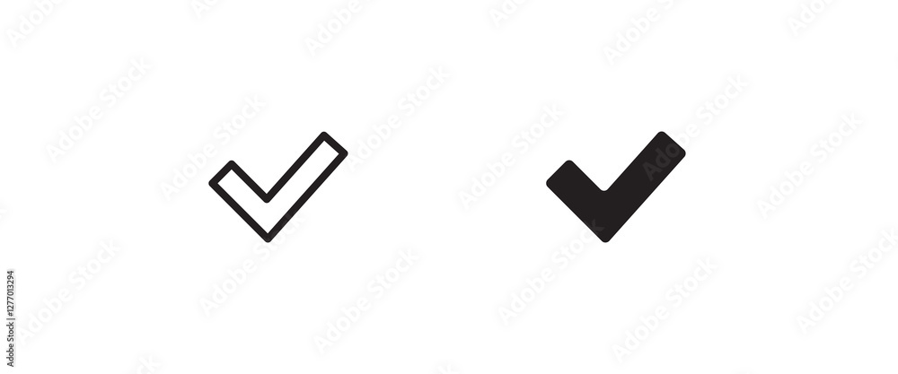 Poster checklist check mark icons set. tick, approved in circle, confirm, check list button icon in round, 