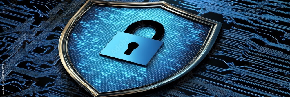 Aufkleber digital shield icon with lock symbolizing data protection and cybersecurity measures
