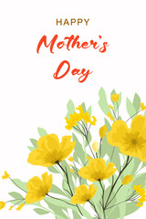 Happy Mother's Day abstract vector background with yellow flowers. Mother's Day card.