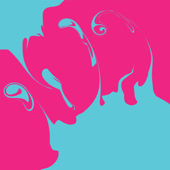 Paint drops and stains. Pink with blue futuristic abstract background. Marble illustration