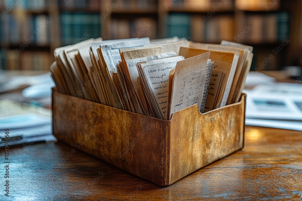 Aufkleber documents and graphics organized in a folder on a desk in a study room