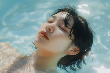 Woman swimming portrait adult.