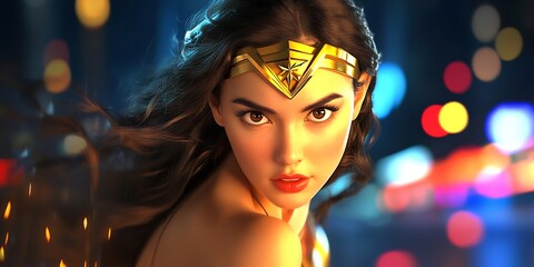 pop art superhero woman strong female hero comic style