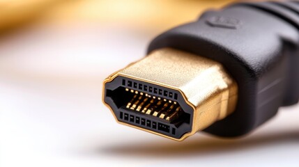 A detailed macro shot of a gleaming HDMI cable connector showcases the intricate design and quality craftsmanship essential for modern digital connections.