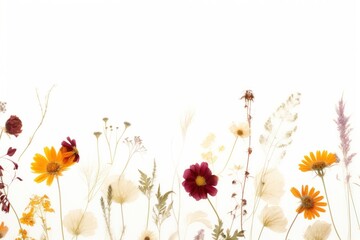 Obraz premium Delicate wildflowers on white background