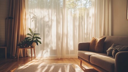 Fototapeta premium Cozy Living Room with Natural Light and Minimalist Decor