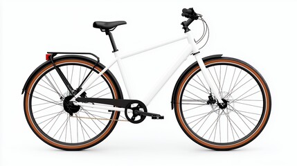 A Classic White Bicycle with Brown Tires, Perfect for City Riding and Leisure