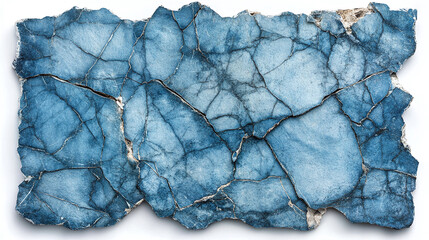 Realistic cracked blue stonetexture with white background.
