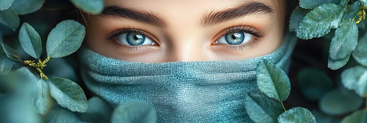 Promotion for a green-themed event featuring natural elements and vibrant visuals of eyes