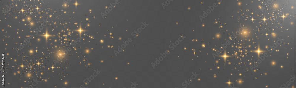 Poster Magic glowing sparkles with bokeh and light glitter effect on transparent background.	
