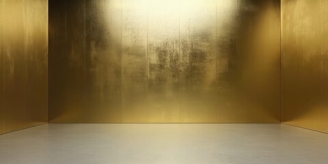 Golden Room Interior with Reflective Walls and Light Floor Surfaces Elegant and Luxurious Design