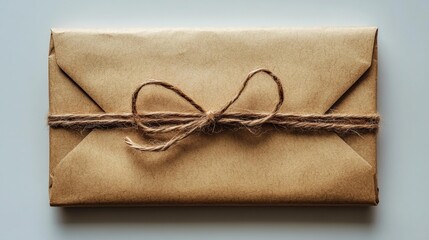 Kraft Paper Envelope Tied with Twine String. Generative AI