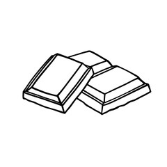 Chocolate doodle. Vector illustration with three pieces of chocolate. Chocolate line art.
