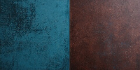 Split Color Panels Showing Blue Hue and Brown Tone Grunge Textures in Two Segments Background Art
