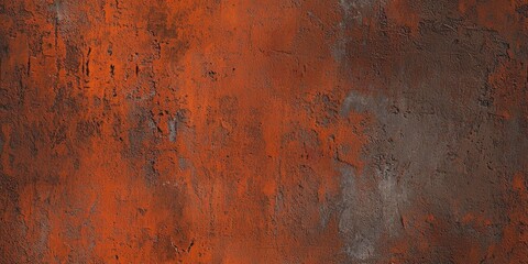 Striking Texture of Aged Plaster with Red and Brown Patina Creating a Grungy Abstract Surface
