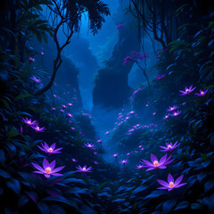 Mystical Forest with Glowing Flora