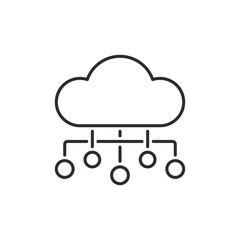 A modern, sleek cloud icon that effectively represents data analysis, with numerous connection lines leading to various nodes, symbolizing the seamless data flow involved in cloud computing