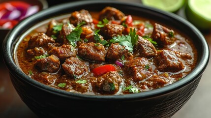 Tender Beef Stew with Vegetables in Rich Gravy. Generative AI