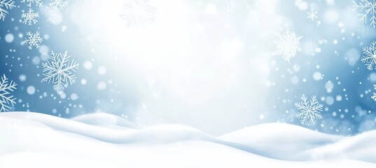 Christmas Blue Background with Snowflakes and Waves