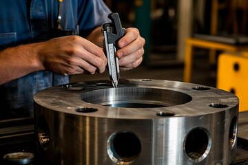 Precision measuring for industrial machinery at a workshop