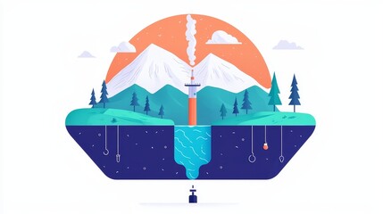 Nature conservation project mountain region digital illustration outdoor environment aerial view sustainable energy concept