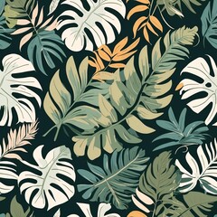 seamless floral pattern with leaves