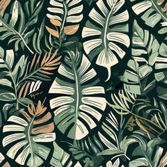 seamless floral pattern with leaves