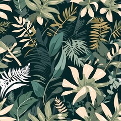 seamless floral pattern with leaves