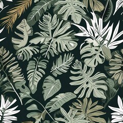 seamless floral pattern with leaves