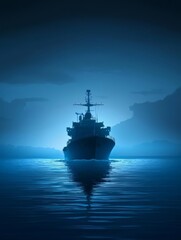 Silent Guardian: A Ship Navigating Dark Waters at Night