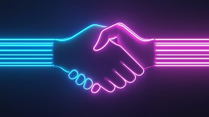 Obraz premium Digital collaboration gesture virtual workspace graphic design neon environment close-up view unity concept