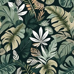 seamless floral pattern with leaves