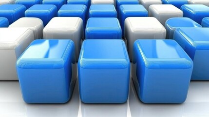 Obraz premium Abstract Blue and White Cubes Pattern Design